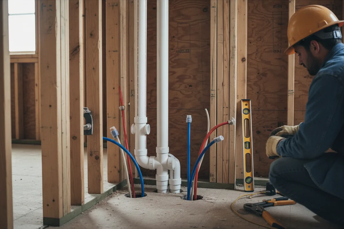Drain and supply rough-in during Leak Detection in Grovertown